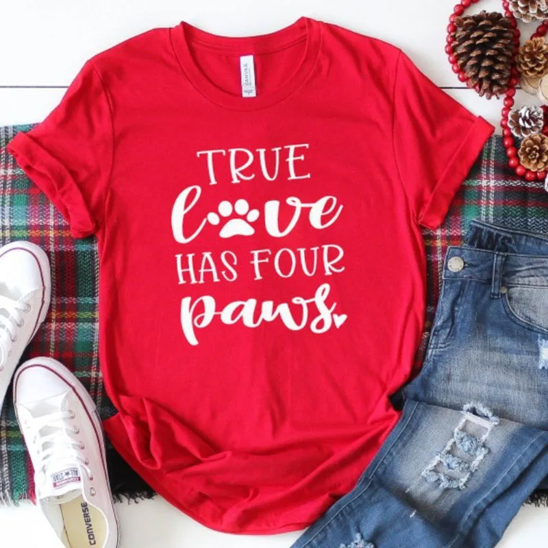 Sunfiz YF True Love Has Four Paws белая футболка Tumblr Забавные футболки с графикой женские