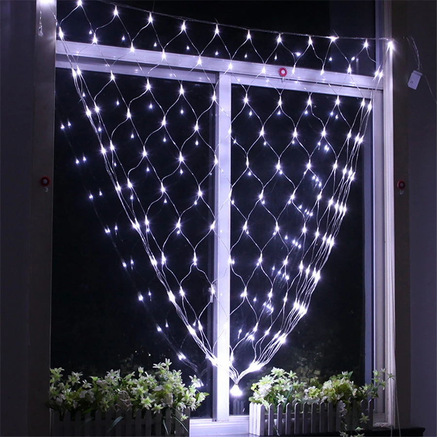 

Thrisdar 1.5X1.5M 96 LED Net Mesh Fairy String Light Garland Outdoor Christmas Wedding Party Decoration Holiday Lighting