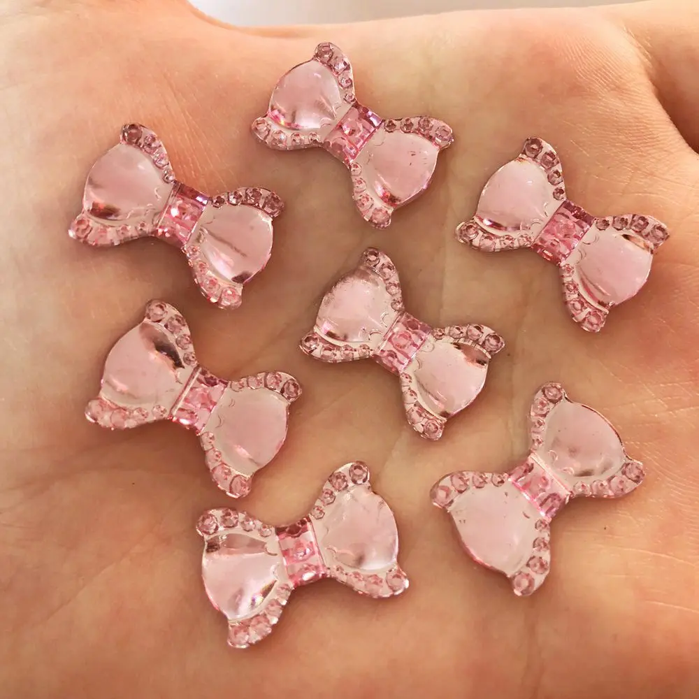Shiny Resin 14mm*20mm BOW FlatBack Rhinestone Wedding DIY Hair Ornamen 40pcs jewelry making supplies