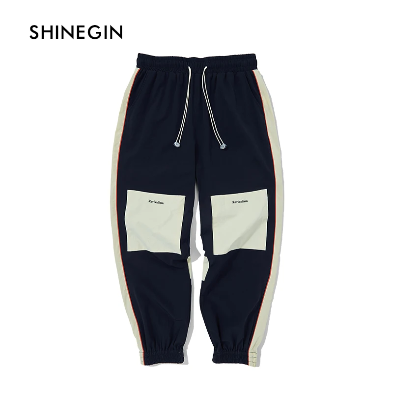 SHINEGIN Elastic Straps Cargo Pants 2019 New Arrival Hip Hop Colour Bloack Jogger Sweatpants Male Casual Streetwear Trousers