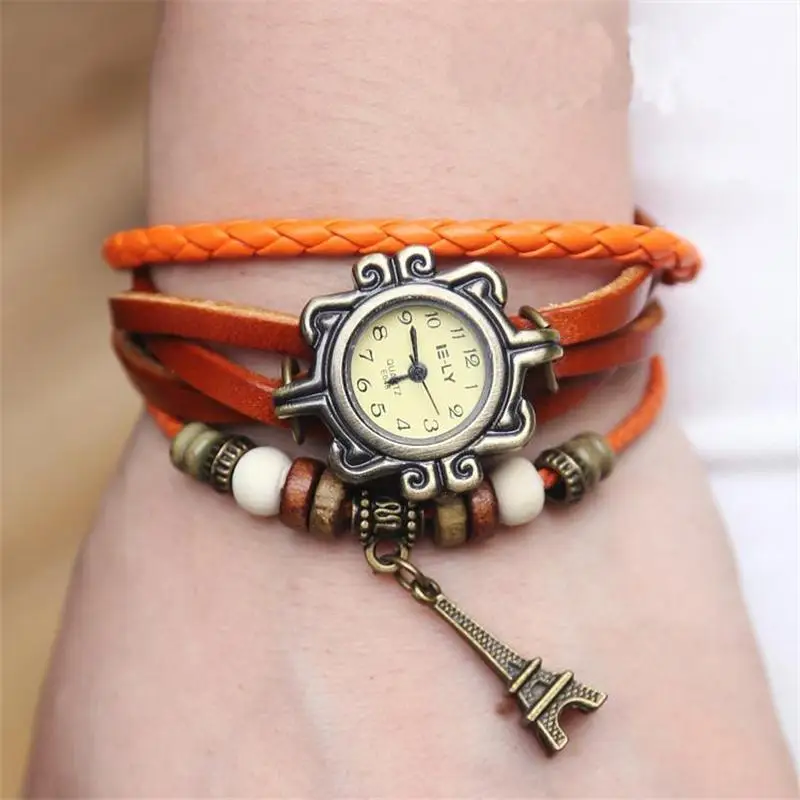 Watches Women Fashion 2017 High Quality Cheap Genuine Leather Vintage Eiffel Tower Pendant Bracelet Wristwatches huismerk kopen in de aanbieding Watches Women Fashion 2017 High Quality Cheap Genuine Leather Vintage Eiffel Tower Pendant Bracelet Wristwatches huismerk kopen in de aanbieding