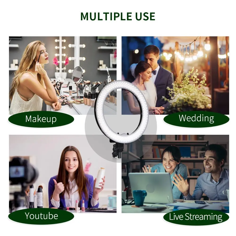 Spash RL-18 светодиодный кольцевой светильник для фотосъемки светильник ing со штативом зеркало для макияжа 240 светодиодный с регулируемой яркостью 5500K камера Студия телефон видео Лампа