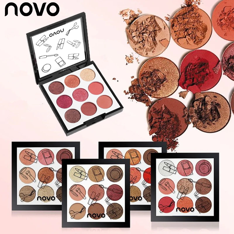 

NOVO Brand 9 Color Matte Shimmer Eyeshadow Makeup Palette Smooth Natural Silky Pigment Eye Shadow Powder Long-lasting Cosmetic