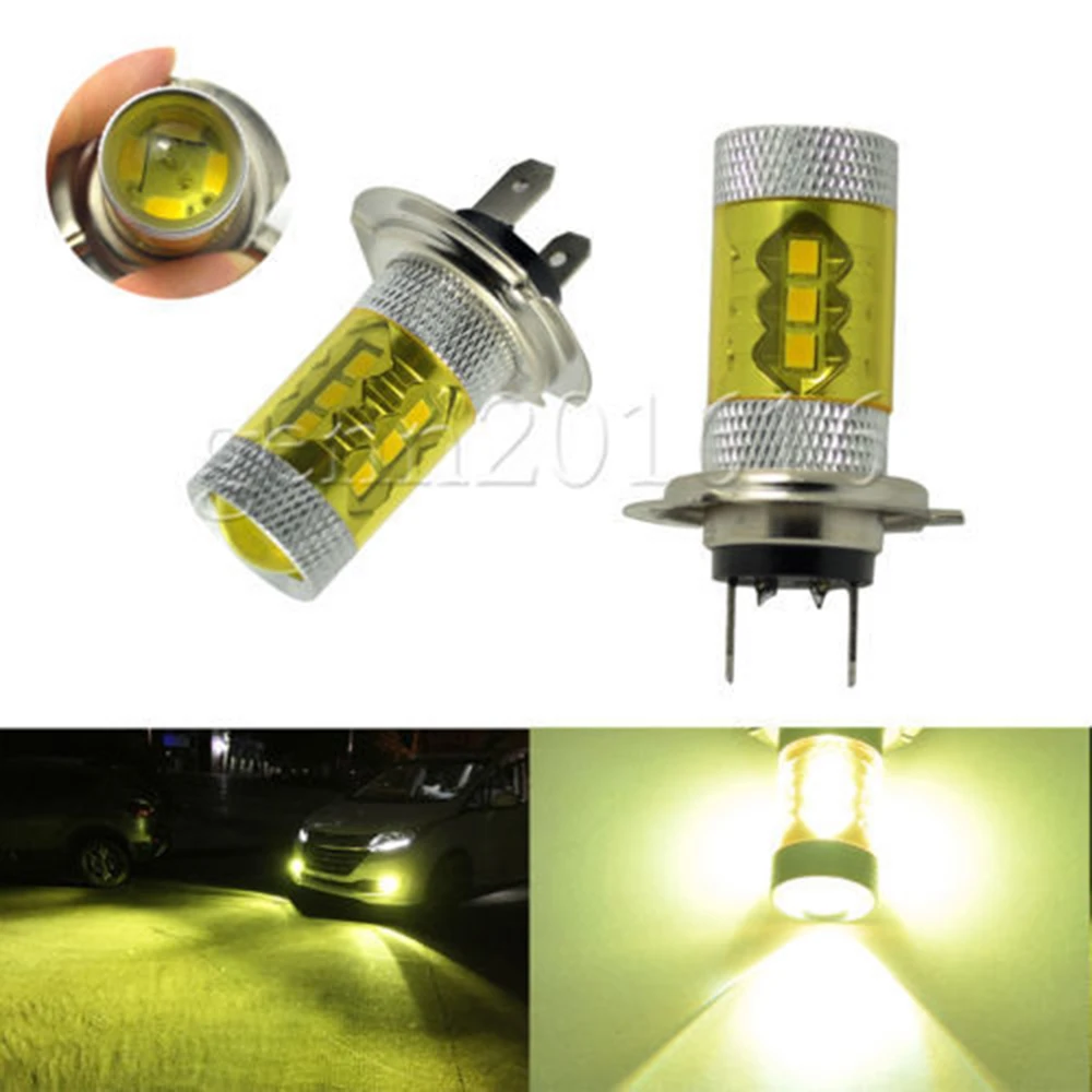 

12V 80W Car Bulbs White Yellow H7 for Led Fog Light Bulb 1200LM High Low Beam Headlight