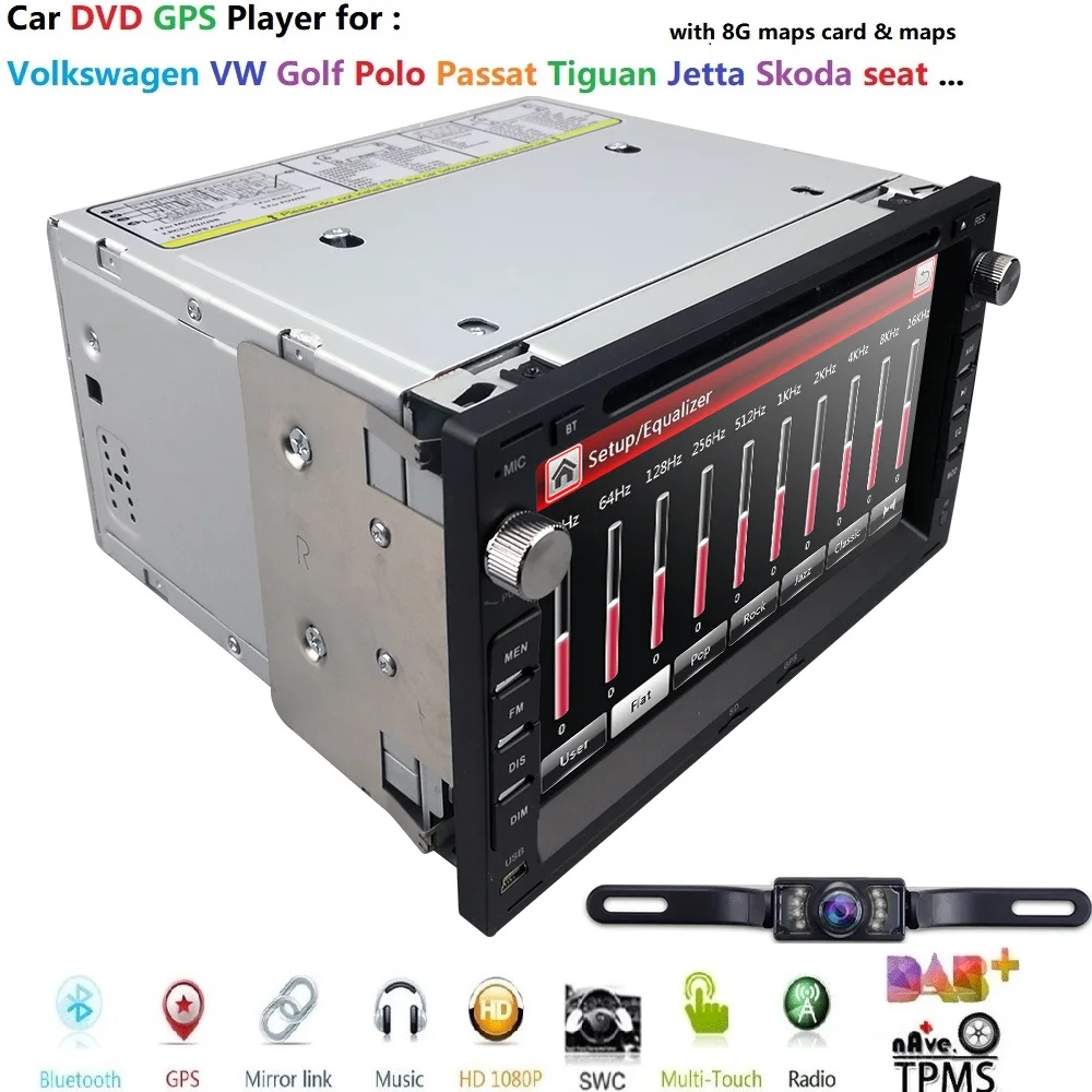 Excellent 2 Din New Car dvd player Double Stereo Gps Navigation In Dash Pc Video For old VW Skoda Superb BORA POLO MK3 MK4 FM rear camera 4