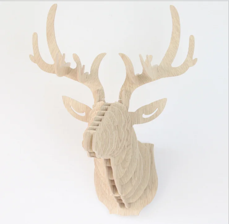 

DIY 3D Wooden Animal Deer Head Art Model Home Office Wall Hanging Decoration Storage Holders Racks Four Colors Available
