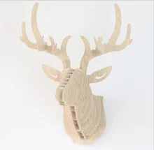DIY 3D Wooden Animal Deer Head Art Model Home Office Wall Hanging Decoration Storage Holders Racks Four Colors Available