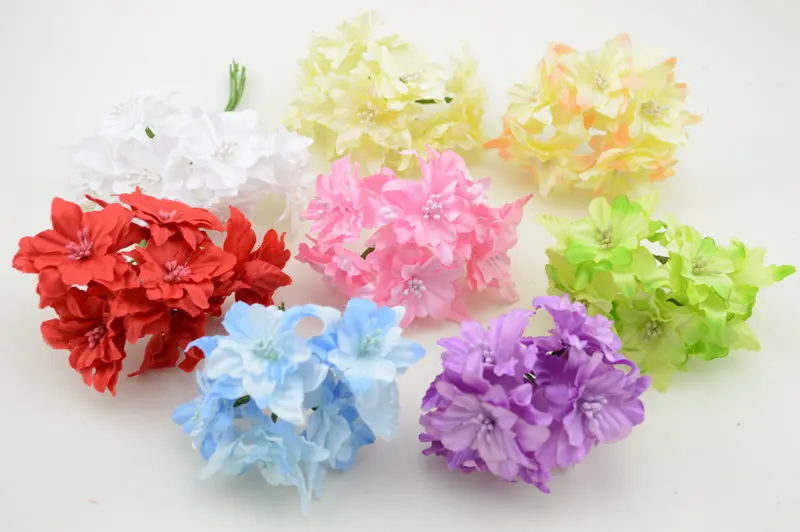 6pieces/lot Diy Wreath Butterfly Scrapbooking Flower Artificial Flowers Silk Flower Home Wedding Decoration Supplies Garlands