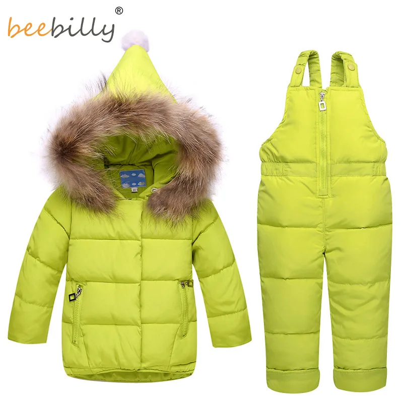 

2018 Winter Children Clothing Set Russia Baby Girl Snow Wear Boy's Outdoor Snowsuit Kids Down Coats Jackets+trousers -30degree