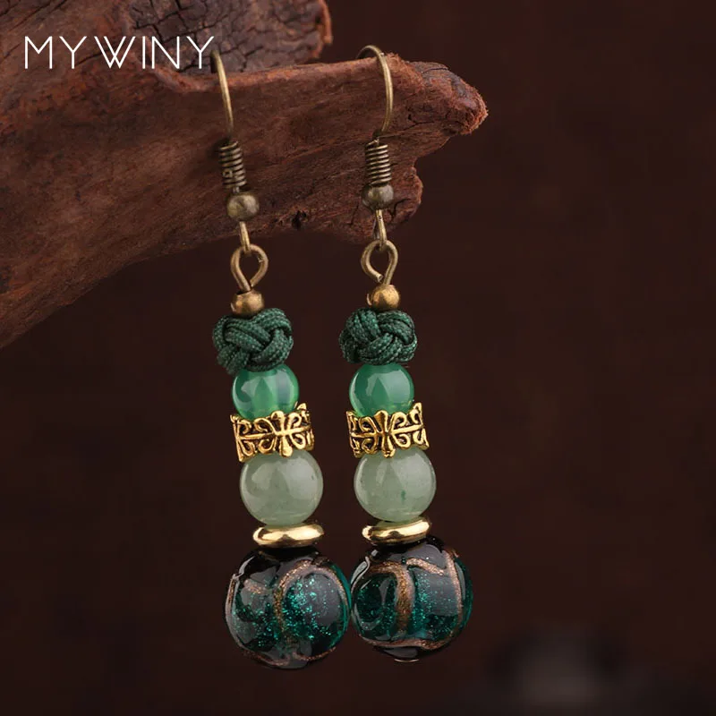 Глазированное стекло ручной работы со звездой винтажные медные серьги новые