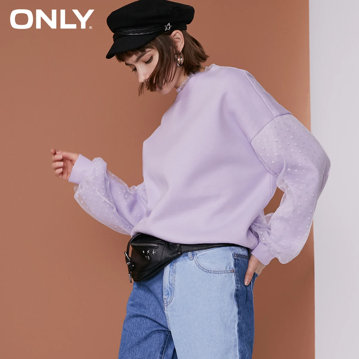 فقط المرأة فضفاض صالح جولة العنق لون نقي كنزة قطيفة | 11839S571 فقط المرأة فضفاض صالح جولة العنق لون نقي كنزة قطيفة | 11839S571