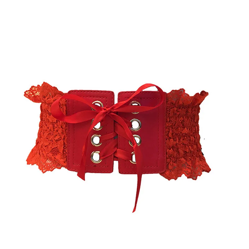 New Elastic Waistband Ladies Girdle Decorative Dress slim pu lace bow