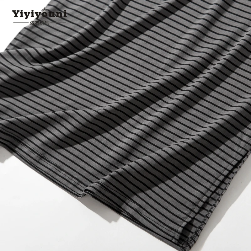 2019 Summer Black Striped Bee Embroidery Dresses Women Casual Long Straight Ankle-Length Shirt Dress Woman Plus Size
