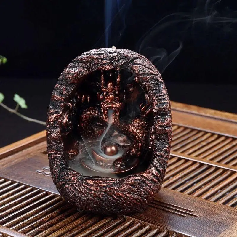 Resin Backflow Incense Holder Burner "Dragon Cave" incense cone burner