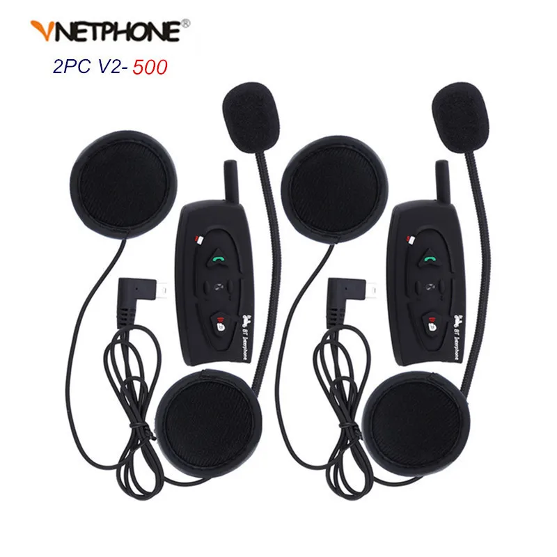 2PCS 500M Bluetooth Motorcycle Helmet Intercom Headset V2 500 Wireless Interphone Earphone for 2 Riders Handsfree
