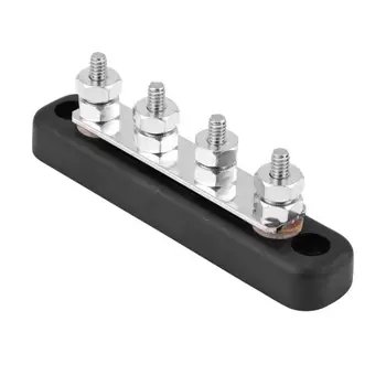 

4 Studs Bus Bar Electric Terminal Junction Block 100A AC 300V DC 48V Buss Bar Stud Terminal