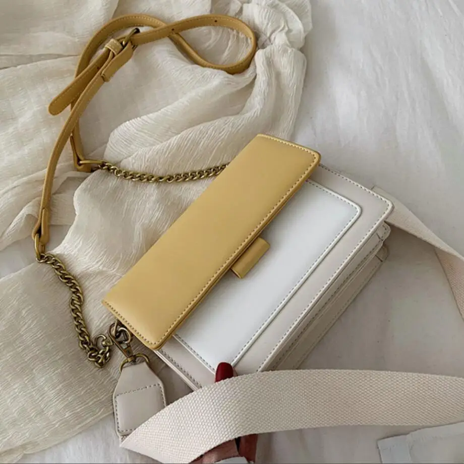 Contrast color Leather Crossbody Bags For Women 2019 Travel Handbag Fashion Simple Shoulder Messeng