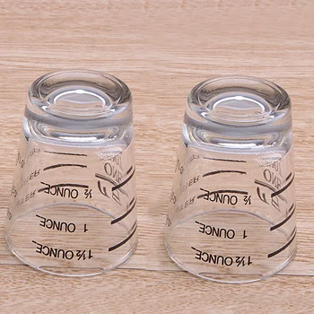 

2pcs 45ml 1.5oz Clear Glass Jigger Measuring Cup with ml oz 2 Measurement Unit for Home Espresso Wine Tools