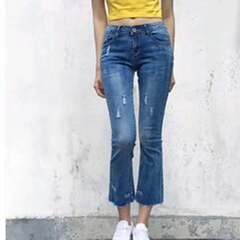 

New 2016 Wear And Tear Off The Edge Of The Complex Process Of A Thin Nine Jeans