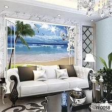 Пользовательские 3D печать DIY ткань и текстильные обои для стен матовый шелк для гостиной море Облако океан пляж окно в небо трава