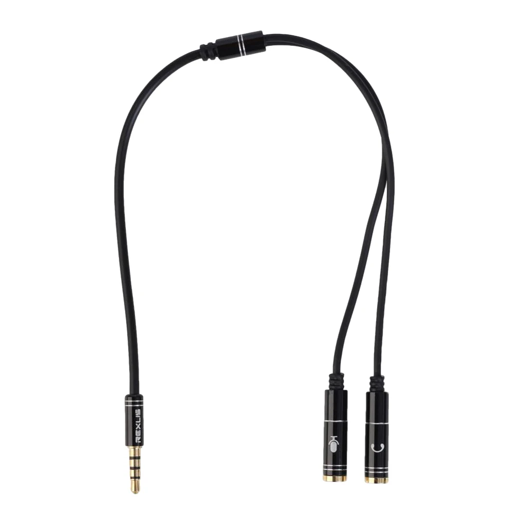 3.5mm Stereo Audio Male to 2 Female Headphone Mic Y Splitter Cable Adapter for PC Computer Laptop Smartphone
