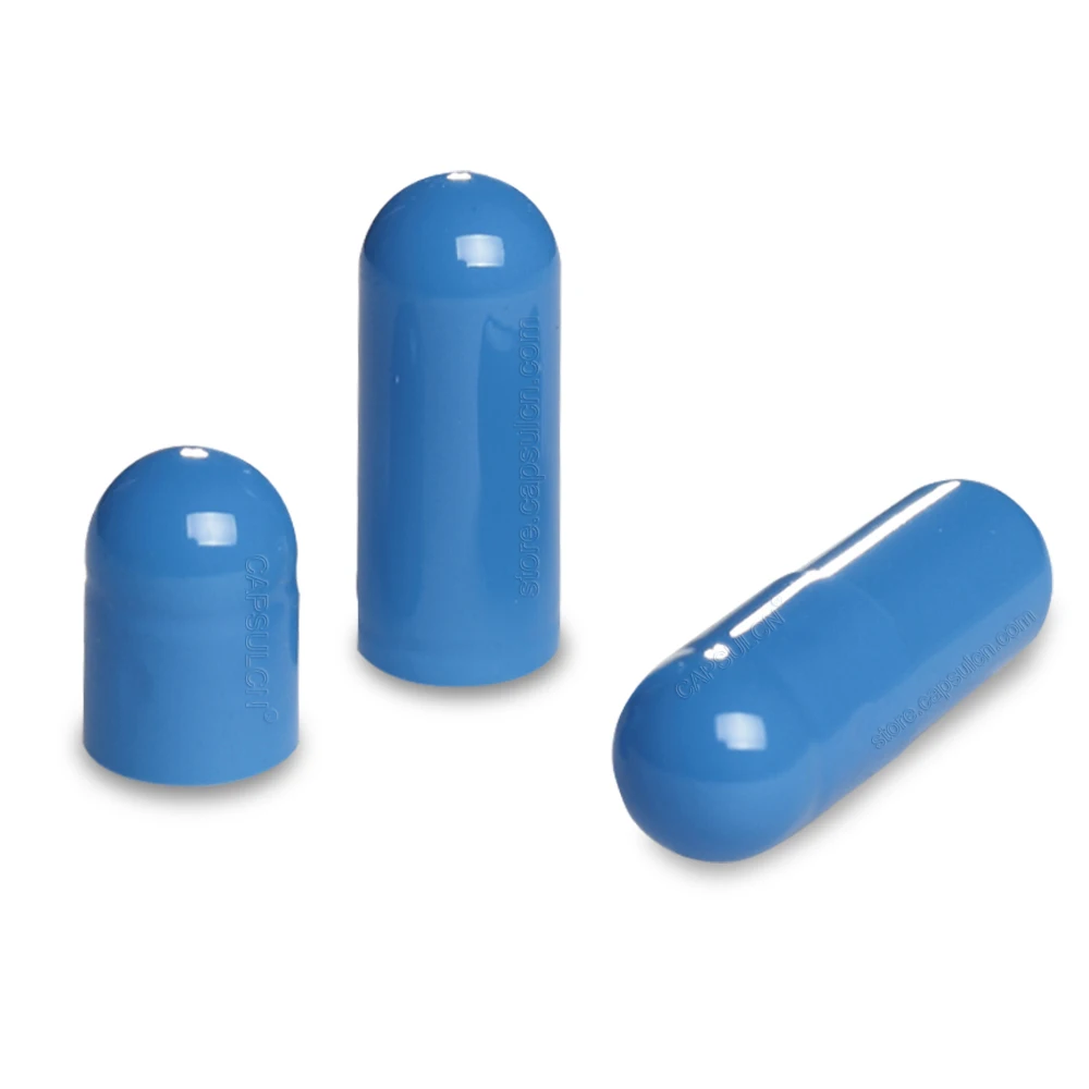 

Free Shipping!!! 5000 Pieces / Carton Size 4 Empty Gelatin Blue Colored Separated/joined Capsules