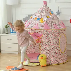 Двор палатка для игр для детей 125X105 см Замок принцессы для девочек розовый игровой дом детский палатка мультфильм складной для дома и улицы