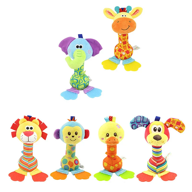 Cat Baby Rattle Toys Infant Newborn Soft Cartoon Plush Squeaker BB Sounder Doll Kids Cute Educational Animal Hand Bell