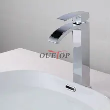 Free Shipping Classic New Deck Bathroom Basin Sink Mixer Tap Polished Chrome Faucet High Arch Waterfall Faucet Bathroom Faucet