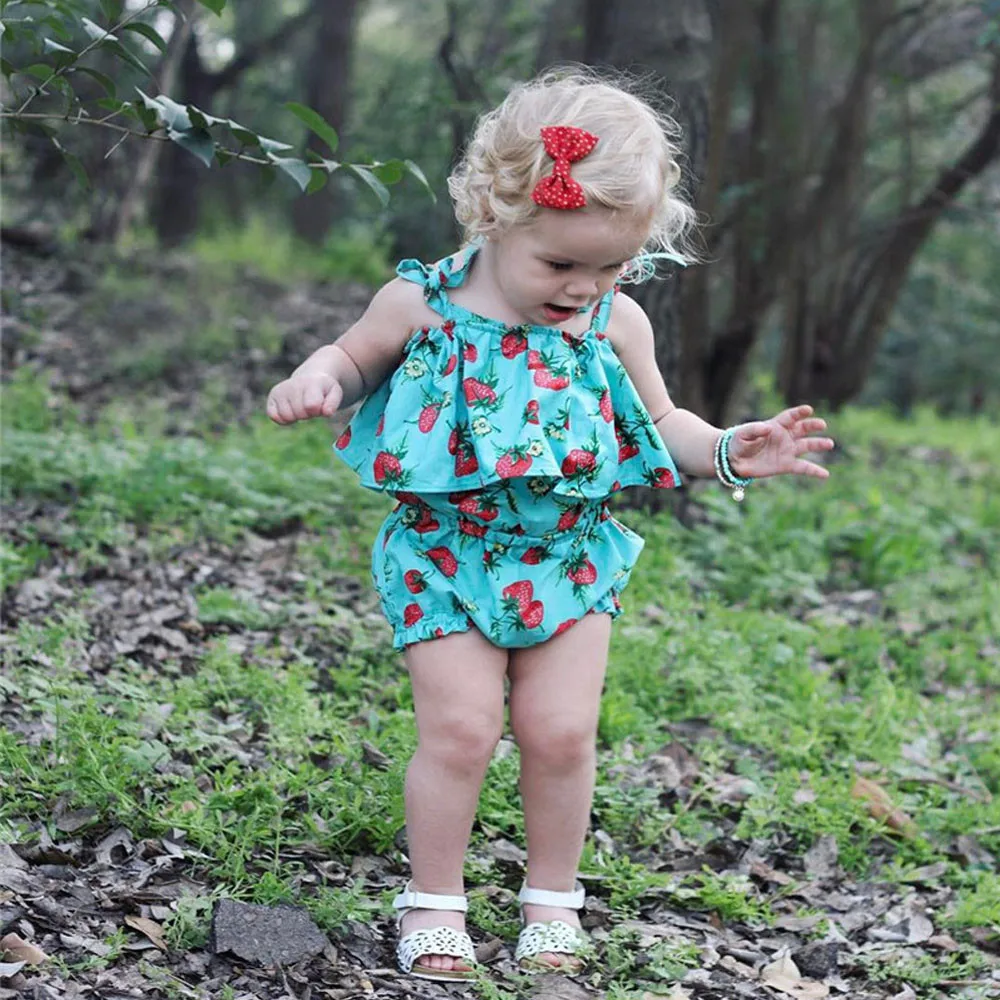 

Toddler Baby Girls Sleeveless Strawberry Print Romper Playsuit Clothes Outfits clothes for girls 2 years vetement enfant fille