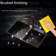 Шероховатая поверхность сушилка на бортике домашний подкрепление многофункциональная кухонная раковина черный 304 Нержавеющая сталь двойной кухонный раковины