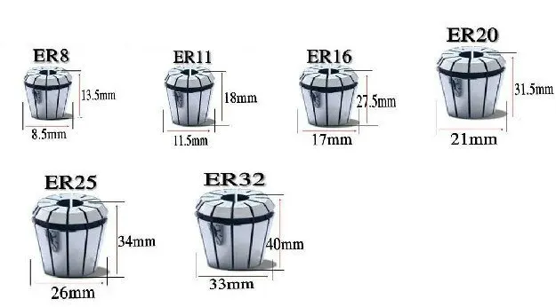 1 мм-7 мм ER11 пружинный цанговый патрон класса AAA 0,005 мм 8u точность для фрезерования с ЧПУ сверлильный мотор шпинделя гравировки