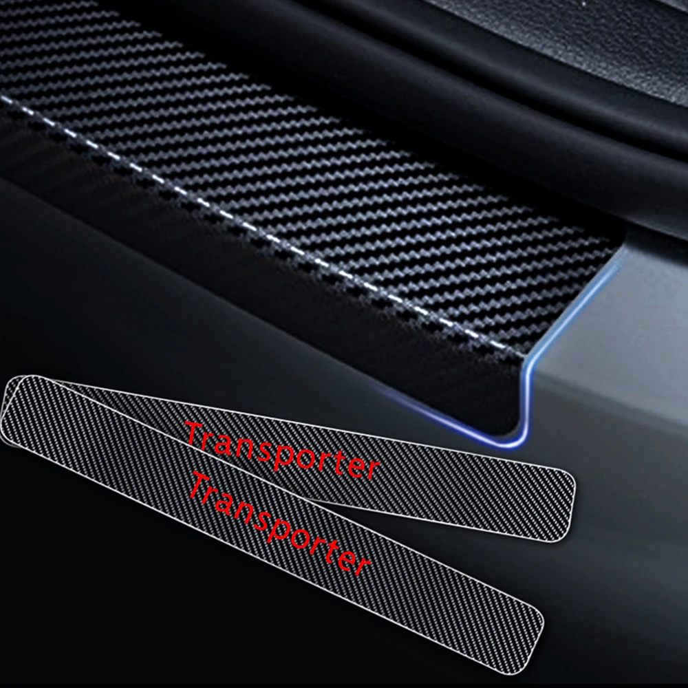 4PCs Door Threshold Guard For VW Volkswagen Beetle Transporter Car Door Sill Scuff Plate Carbon Fiber Vinyl Sticker