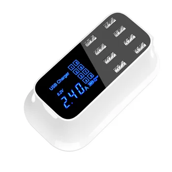 

Universal 8 Port Smart USB Charger Adapter Station LED Display for Mobile Phone Tablet Wall Desktop Charger Power Holder EU US