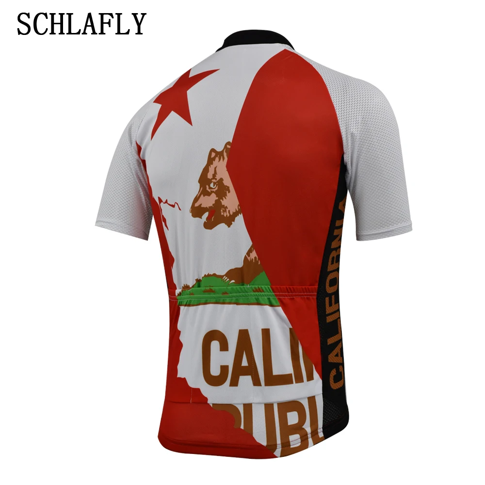 Калифорнийская Республика Велоспорт Джерси короткий рукав красный белый Летняя велосипедная одежда Джерси Спортивная майка велосипедная одежда schlafly