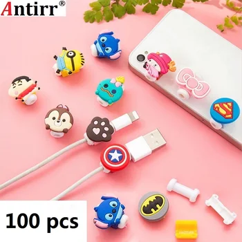 

100pcs Cute Cartoon Charger Cable Winder Protective Case Saver Data line Protector Earphone Cord Protection Sleeve Wire Cover