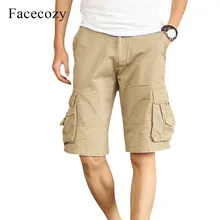 Facecozy мужские летние тактические военные походные шорты с несколькими карманами, одноцветные хлопковые шорты для рыбалки, спорта на открытом воздухе