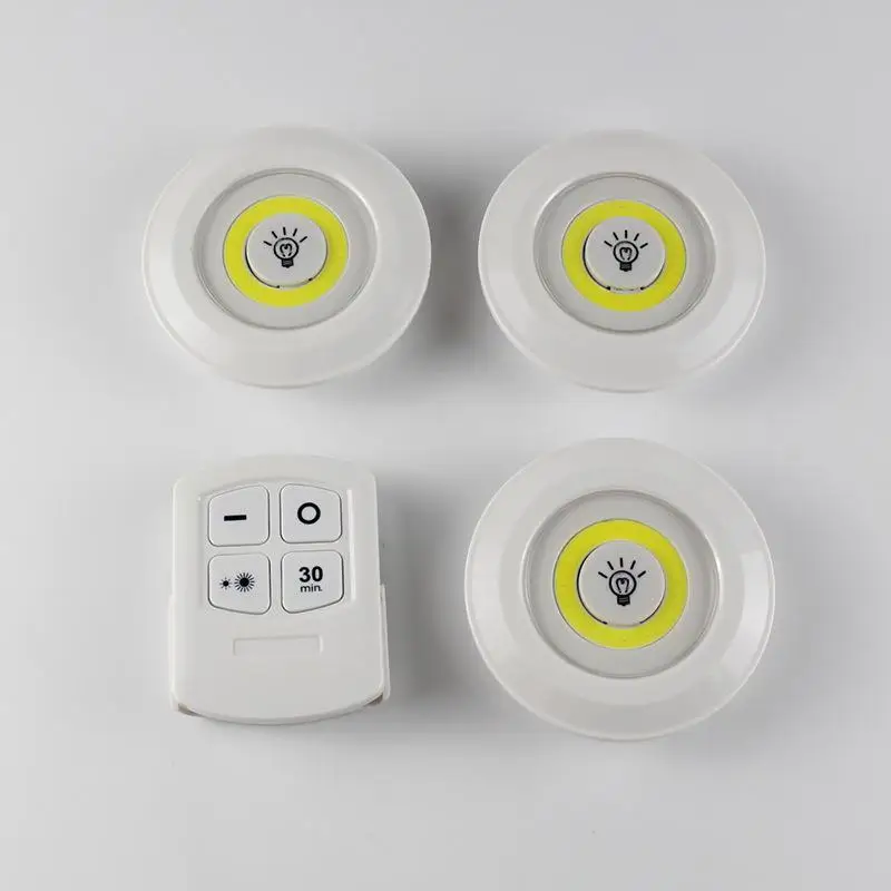 

3pcs COB Wireless Remote Control Pat Light for Bedside Nursing Bedroom Cabinet Emergency LED Night Light with Remote Controller