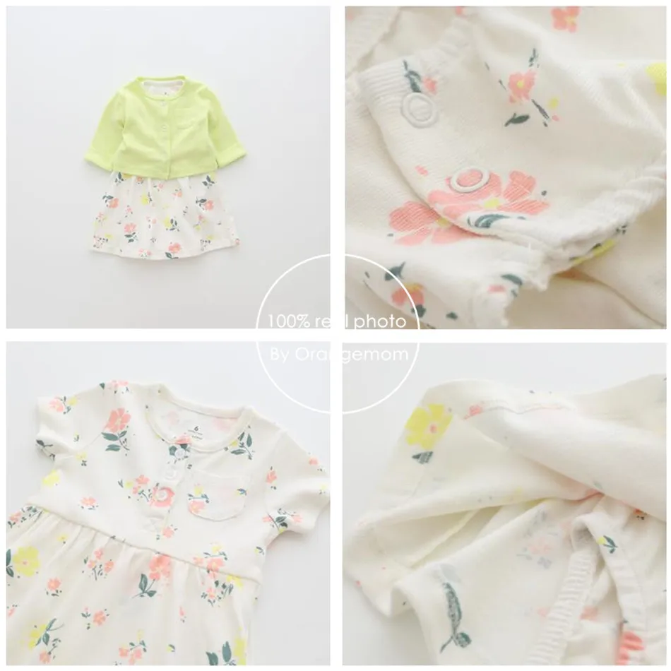 Flower spring baby girl clothes bodysuit +jackets baby clothes Roupa infant jumpsuits cotton baby clothing for 0-24M dresses baby knitted clothing set
