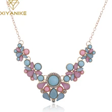 Горячее предложение, милое элегантное женское богемное колье из драгоценных камней и свежего яркого цвета, массивное ожерелье с подвеской, s moda mujer XY-N155