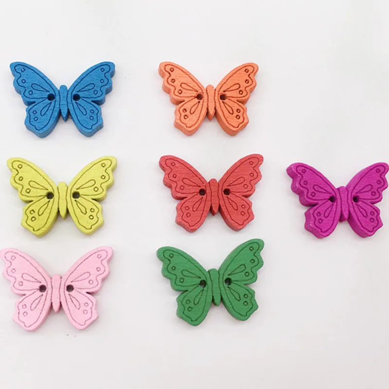 

Wood Buttons 50pcs/bag Beautiful Butterfly Style 2 Holes Decorative Wooden Buttons Sewing DIY Craft Exquisite DIY Accessories