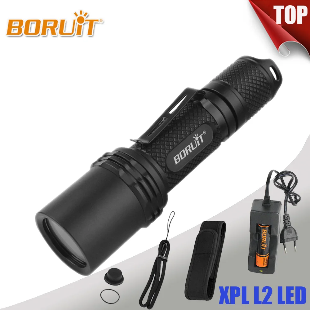 

BORUIT Powerful XPL Linterna LED Flashlight 5 Mode Hand Lantern Zoomable Torch Lamp For Camping Outdoor By 18650 Battery