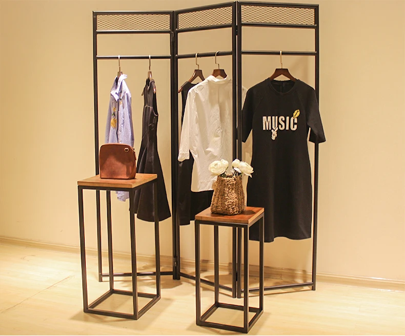 Solid wood vintage clothes rack display rack, middle island water table, high - level display table combination table1115