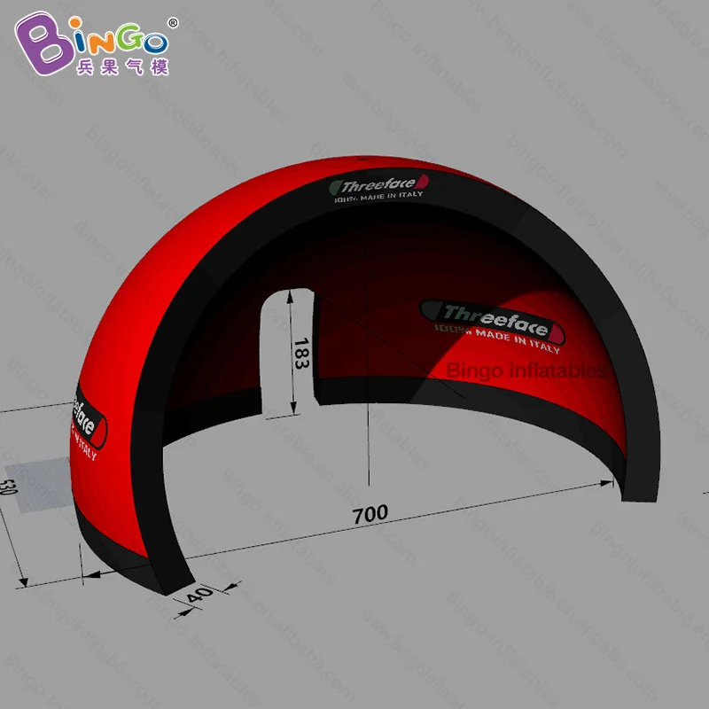  Custom made 7X5.3X4 meters inflatable red igloo / red inflatable dome / half dome inflatable toy te