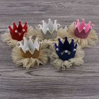 

20pcs New Fashion Girls Star Shiny Hairpins Princess Crown Hair Clip Flower Lace Pearls Handmade Hair Accessories Without Clips