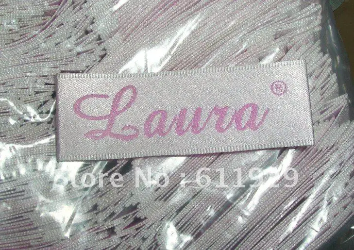 Free Shipping custom garment labels/woven labels/clothing embroidered tags/white satin labels ...