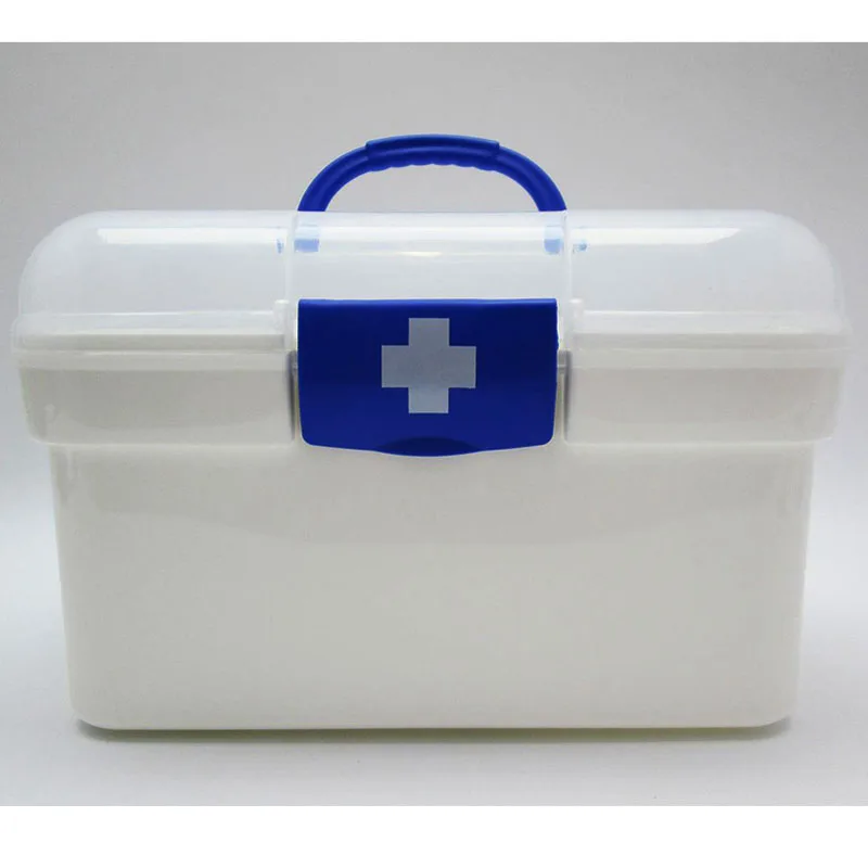 Белый пластик семья аптечка медицина коробка 2 слоя портативный мобильный кемпинг выживания аварийного коробка для лекарств DJB003