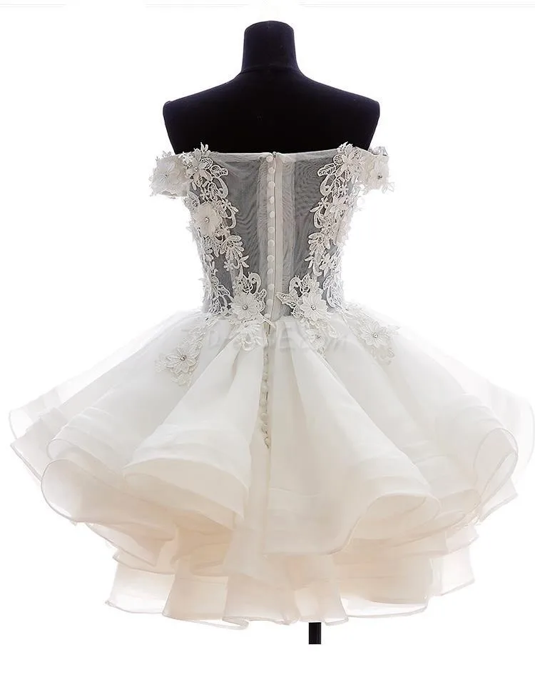 ANGELSBRIDEP Short Prom Dresses 2020 Vestido De Festa Fashional Off-Shoulder Applique Organza Special Occasion Party Ds
