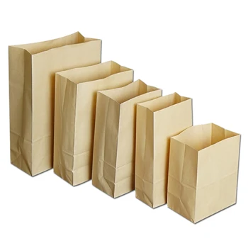 

100Pcs 9*5*17cm Stand Up Kraft Paper Package Bag with Flat Bottom Food Bread Packing Pouch Retails Crafts Gifts Packaging Bags