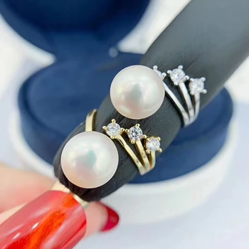 

NEW ARRIVAL 925 Sterling Silver Adjustable Ring Settings Findings Mountings Parts for Oyster Pearl Corals Jade Beads Stones